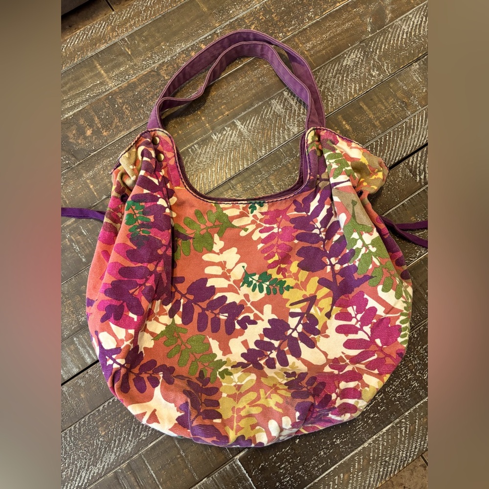 Lucky Brand Purple and Pink Floral Shoulder Bag
